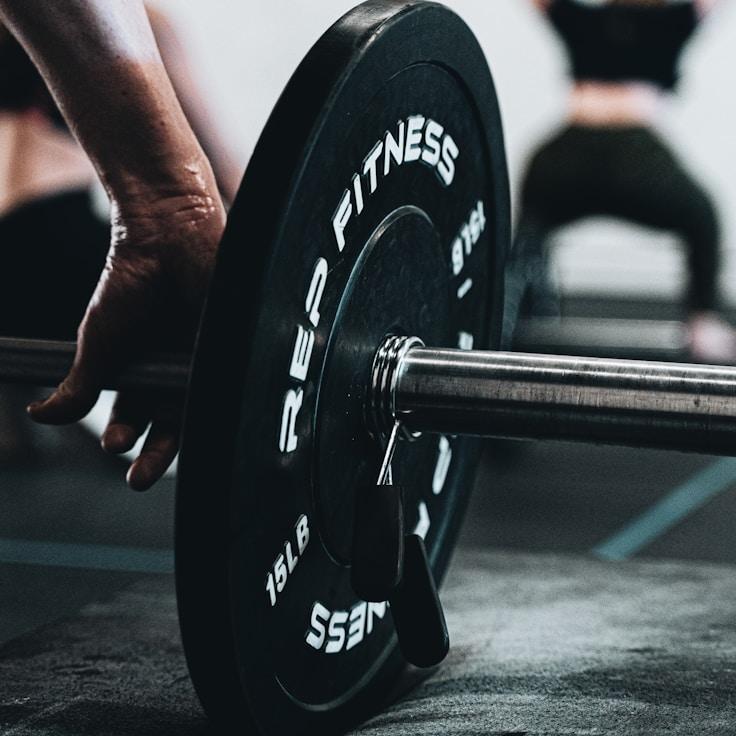 Weight training area with free weights and machines